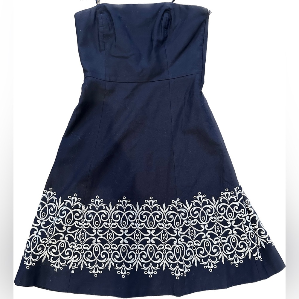Ann Taylor Loft: Blue Textured Fit & Flare Dress | Silkroll